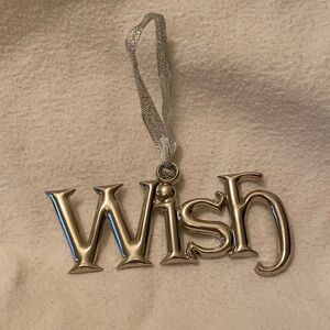 Silver 'Wish' Christmas tree Ornament with silver Ribbon